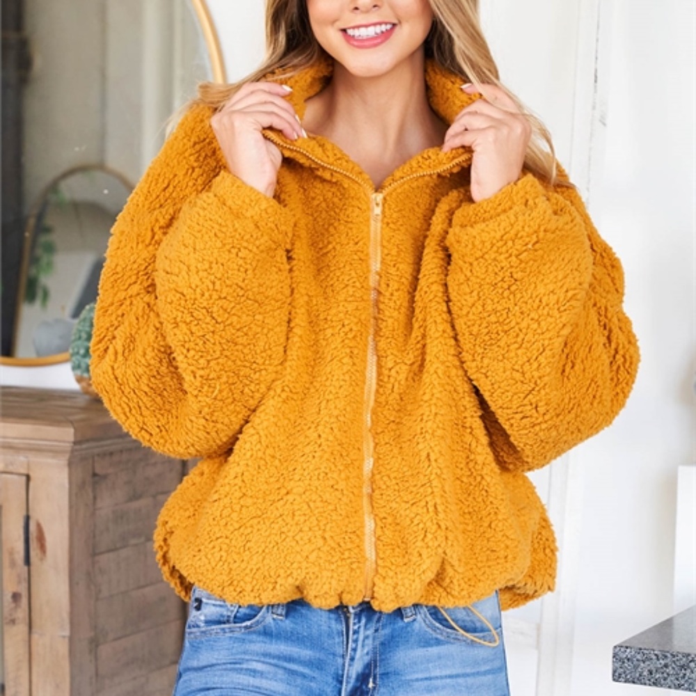 Dark Mustard Zip up Jacket - Picture 1 of 7
